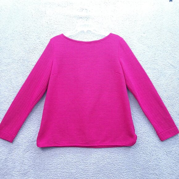 Talbots Womens Ribbed Long Sleeve Hot Pink Top With Back Zipper Size L - Picture 1 of 6